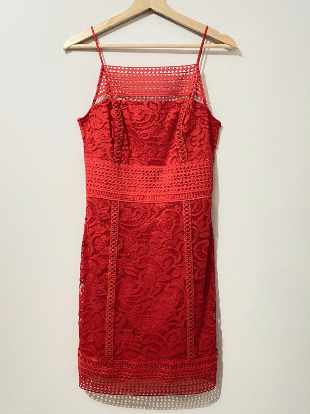 Topshop Red Lace Crochet Square Neck Mini Summer Dress Event Party Bodycon